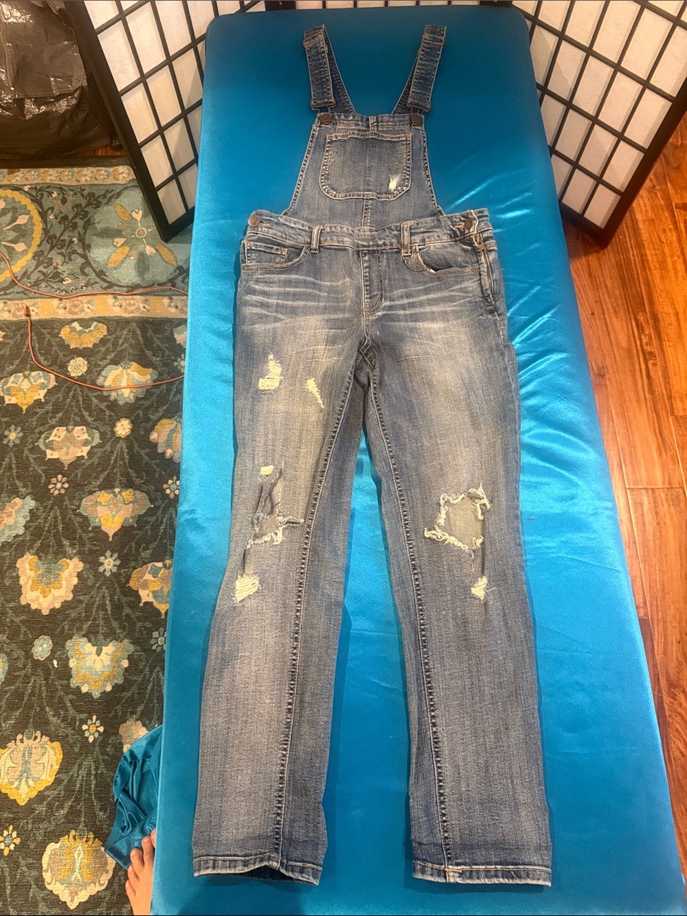 Dollhouse Distressed Blue Denim Women's Overalls